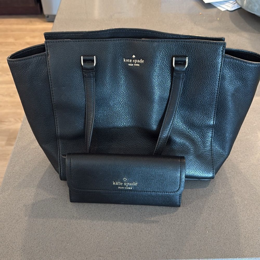 Kate Spade Soft Pebbled Leather Medium Sized Tote with Soft Pebbled Wallet